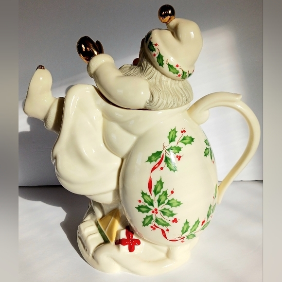 Holiday Santa with Toys Teapot - Accented with 24K Gold - Picture 5 of 9